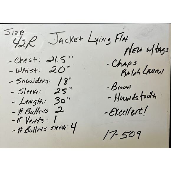 New Chaps Ralph Lauren 42R Mens Brown Houndstooth Casual Blazer Sport Jacket - Picture 9 of 15